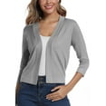 thumbnail image 1 of Women's Cropped Cardigan 3/4 Sleeve Spring Fall Sweater Solid Color Grey S, 1 of 7