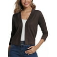 thumbnail image 1 of Women's Cropped Cardigan 3/4 Sleeve Spring Fall Sweater Solid Color Light Coffee S, 1 of 7