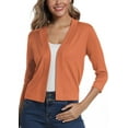 thumbnail image 1 of Women's Cropped Cardigan 3/4 Sleeve Spring Fall Sweater Solid Color Orange Color L, 1 of 7