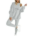 thumbnail image 1 of Women'S 3 Piece Sweat Suit Solid Color Hoodie And Casual Comfortable Leggings Tracksuits Gray M, 1 of 5