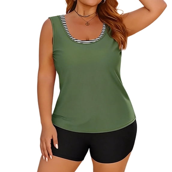 Women'S 3 Piece Swimsuit Tankini Sets Tummy Control Bathing Suits Modest Loose Fit Swimwear Beach Vacation Clothes