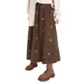 thumbnail image 1 of Women'S A-Line Fairy Patterned Elastic Waist Ruffle Layered Midi Skirt Khaki L, 1 of 9