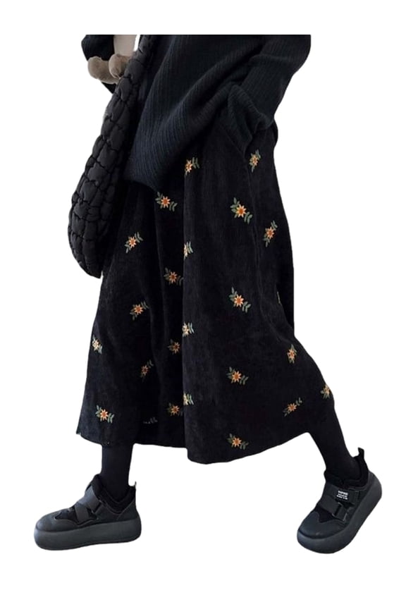 Women'S A-Line Fairy Patterned Elastic Waist Ruffle Layered Midi Skirt