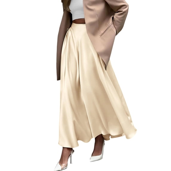 Women'S A-Line Long Maxi Swing Pleated Skirt Color L