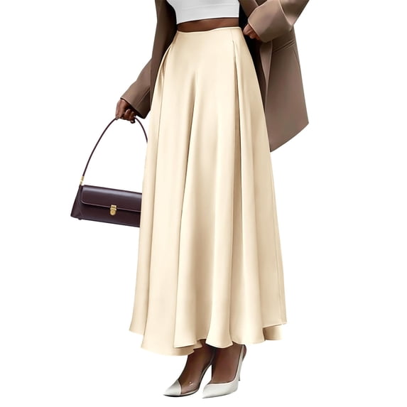 Women'S A-Line Long Maxi Swing Pleated Skirt Color M