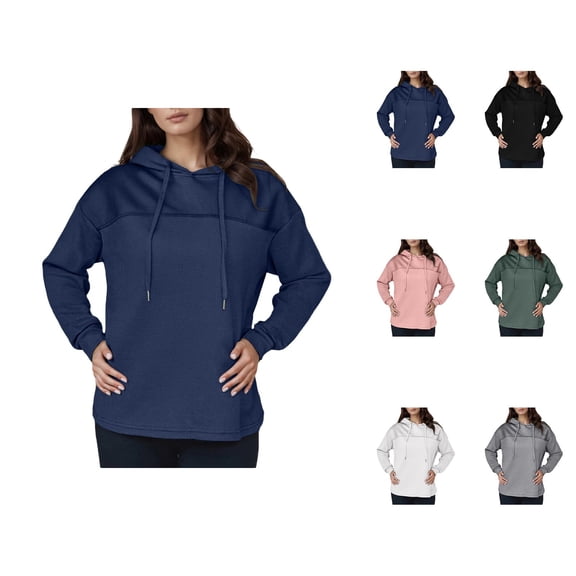 Fashion Clothing Women's Solid Sweatshirt Women's Casual Hooded Long Sleeve Knit Color Block Sweatshirt