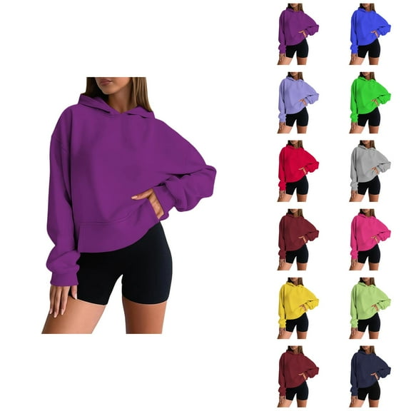 Women'S Activewear Women's Solid Color Sweatshirt Women's Casual Hooded Sweatshirt Soft Comfortable Pullover Hoodie For Everyday Wear Basic Loungewear Lightweight Versatile