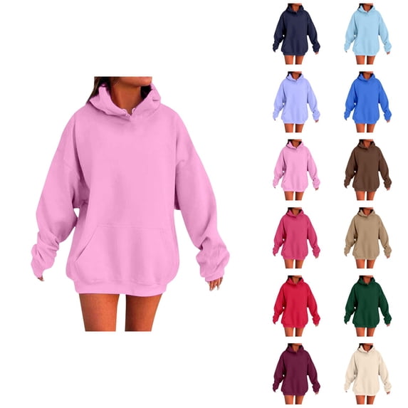 Women'S Activewear Women's Solid Color Sweatshirt Women's Solid Color Drop Shoulder Hoodie With Pockets Comfortable And Stylish Sweatshirt Top