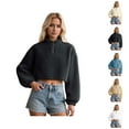 thumbnail image 1 of Women'S Activewear Women's Solid Color Sweatshirt Women's Zip Up Sweatshirt Half High Neck Long Sleeve Cropped Pullover Soft Warm Casual Winter Fall Spring Tops Outerwear, 1 of 4