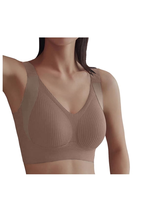 Women'S Adjustable Full Coverage Bra Seamless Wire-Free Anti-Sagging Bra For Larger Busts Makes Big Chests Appear Smaller(Coffee,X-Large)