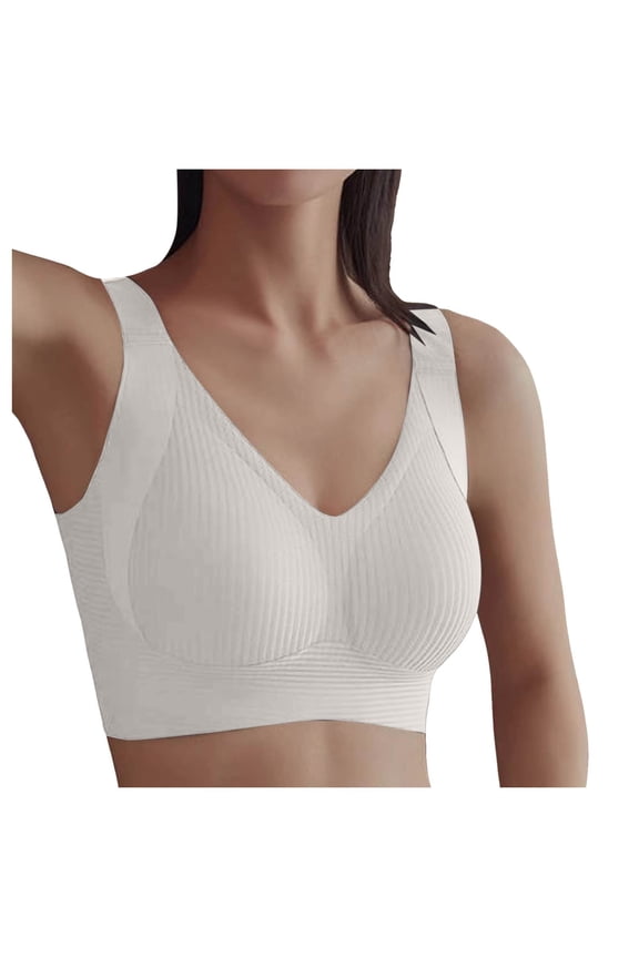 Women'S Adjustable Full Coverage Bra Seamless Wire-Free Anti-Sagging Bra For Larger Busts Makes Big Chests Appear Smaller(White,X-Large)