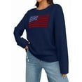thumbnail image 1 of Women'S American Flag Graphic Long Sleeve Sweater Knit Round Neck Pullover Top Dark Blue XL, 1 of 5
