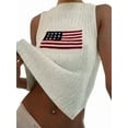 thumbnail image 1 of Women'S American Flag Sleeveless Sweater Vest Knit Crew Neck Tank Top Cream White S, 1 of 7