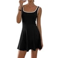 thumbnail image 1 of Women'S Athletic Dress Mini U Neck Sleeveless Fitted Casual Basic Dresses Black S, 1 of 9