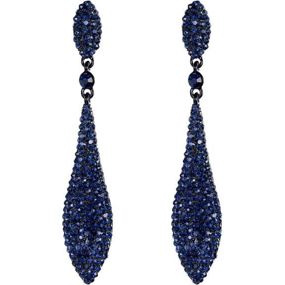 Women'S Austrian Crystal Double Waterdrop Pierced Dangle Earrings[Z2641]