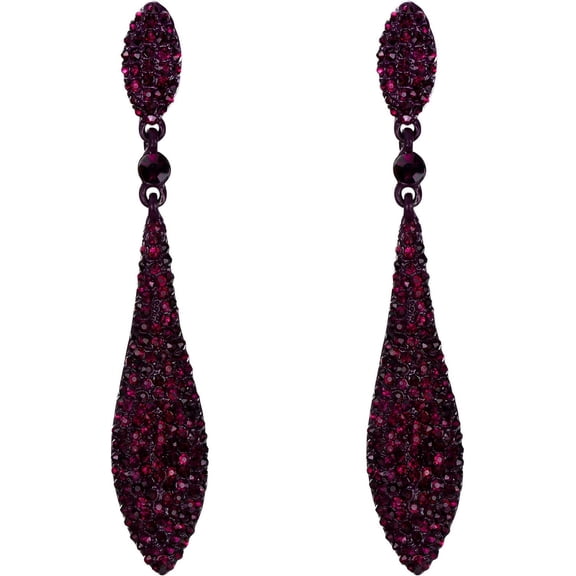Women'S Austrian Crystal Double Waterdrop Pierced Dangle Earrings[Z2649]