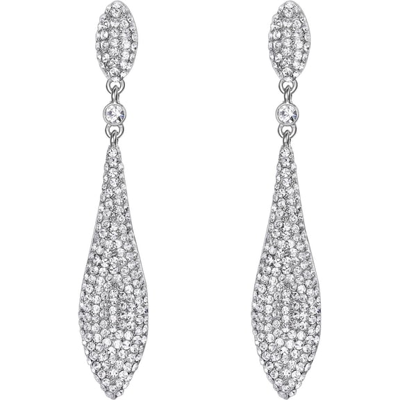 Women'S Austrian Crystal Double Waterdrop Pierced Dangle Earrings[Z2652]