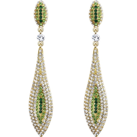 Women'S Austrian Crystal Double Waterdrop Pierced Dangle Earrings[Z2657]