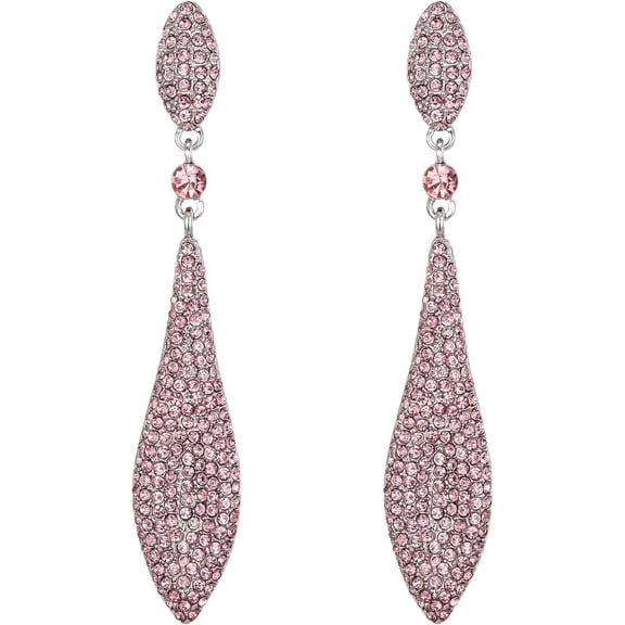 Women'S Austrian Crystal Double Waterdrop Pierced Dangle Earrings[Z2659]