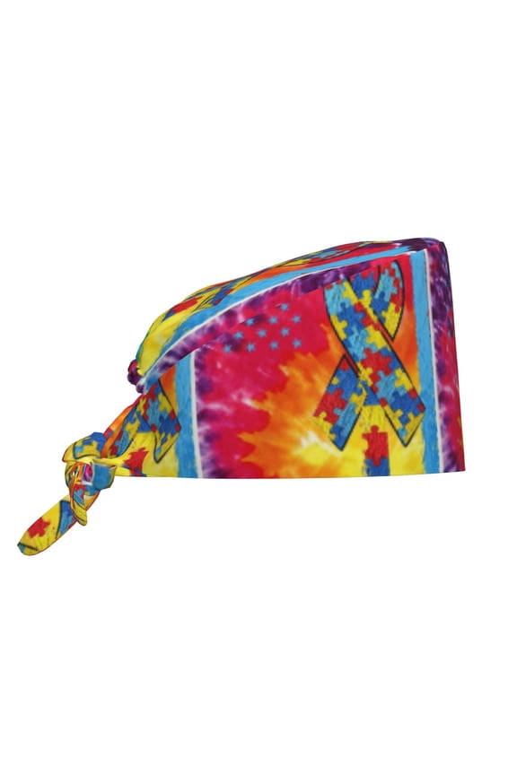 Women'S Autism Awareness Puzzle Flag Double-Sided Printed Adjustable Working Cap