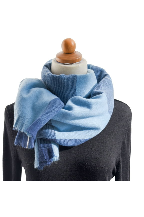 Clothing 2025 Scarf Women'S Autumn and Winter Colorful Plaid Shawl Thickening Warm Scarf Scarf Blue