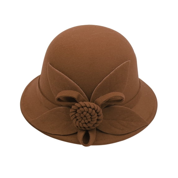 Women'S Autumn And Winter Flowers Round Top Casual Fisherman'S Basin Cap Small Bowler Hat