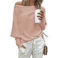 thumbnail image 1 of Women'S Autumn Sweater Casual Long Bat Sleeve Loose Off-the-Shoulder Knit Pullover Sweater Top Pink XL, 1 of 9