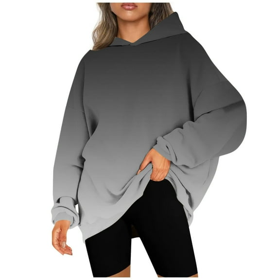 Women's Autumn And Winter Casual Long Sleeved Printed Hooded Sweater Jacket Oversized Hoodies Sweatshirts Hooded Pullover Tops Casual Comfy Fall Fashion Outfits Clothes 2025