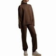 thumbnail image 1 of Women'S Autumn Winter Knit Sweater Set Set Thichen Warm Sweater Elastic Trousers Brown S, 1 of 3