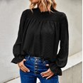 thumbnail image 1 of Women'S Autumn And Winter Round Neck Ruffle Solid Color Polka Dot Long Sleeved Chiffon Shirt Blouse Women Long Sleeve Long Sleeve Softball Shirts Women Full Sleeve Top Dress Shirt Juniors Oversize, 1 of 8