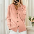 thumbnail image 1 of Women'S Autumn Winter Solid Color Long Sleeve V-Neck Knitted Cardigan Sweater Coat Fashion Casual Outerwear, 1 of 8