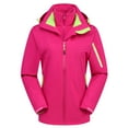 thumbnail image 1 of Women's Autumn And Winter Solid Color Reflective 3 In 1 Removable Sports Mountaineering Suit Outdoor Windproof Waterproof Hooded Ski Jacket Warm Raincoat, 1 of 4