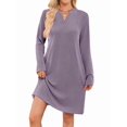 thumbnail image 1 of Women'S Autumn and Winter Loose V-Neck Pocket Casual Long Sleeve Home Clothes Dress with Pockets, 1 of 9