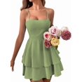 thumbnail image 1 of Women'S Backless Bow-Knot Tie Spaghetti Strap Mini Dress Club Party Dresses Light Green L, 1 of 9