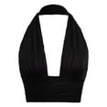 thumbnail image 1 of Women'S Backless Crop Halter Pullover Summer Deep V Neck Sleeveless Vest Black M, 1 of 6