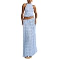 thumbnail image 1 of Women'S Backless Halter Neck Dress with Drawstring Chiffon Ruched Midi Skirt Two Piece Set XL, 1 of 8