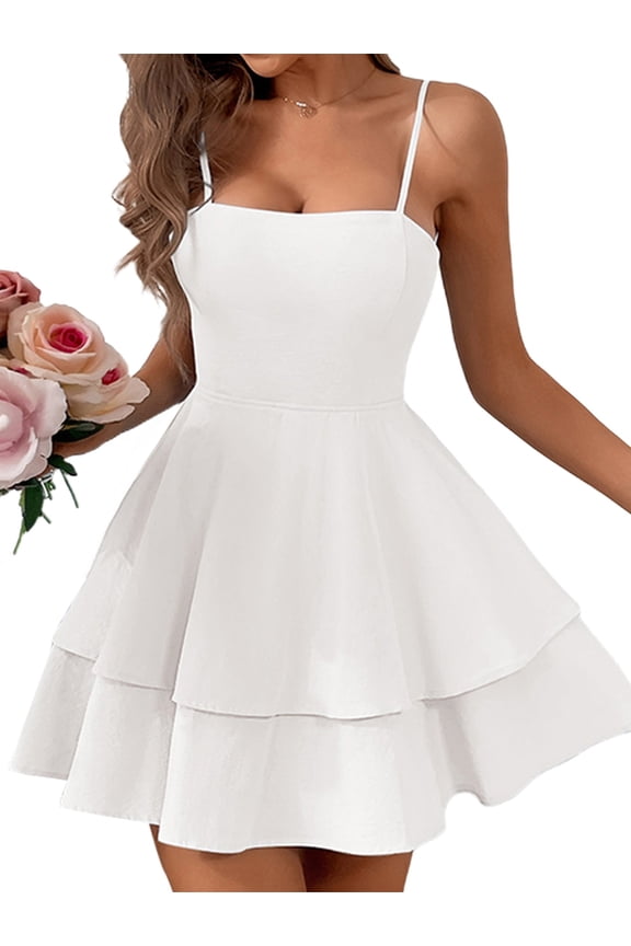 Women'S Backless Tie Short Dress Summer Models Halter Dresses White S