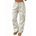 thumbnail image 1 of Women'S Baggy Jeans Pull on Stretchy Loose High Waisted Wide Leg Denim Pants Y2K 90s Khaki XXL, 1 of 6