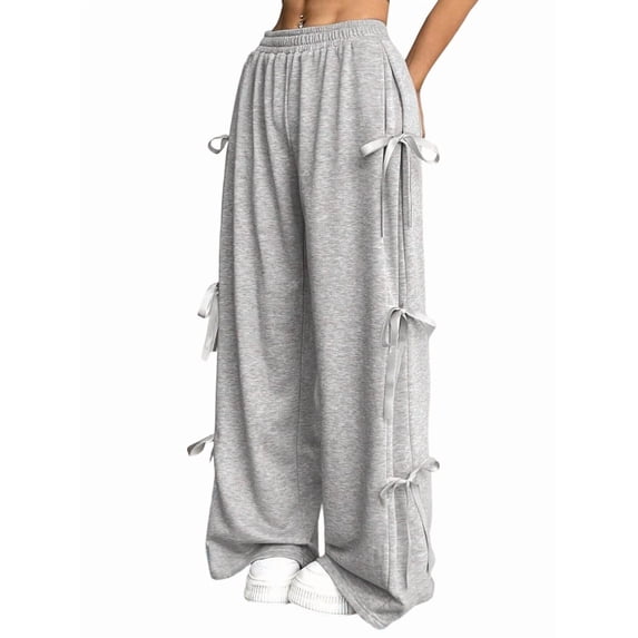 Women'S Baggy Sweatpants Elastic Waist Casual Wide Leg Pants with Pocket Y2K Going Out Travel Pants Light Gray M
