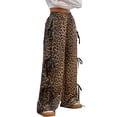 thumbnail image 1 of Women'S Baggy Sweatpants Elastic Waist Casual Wide Leg Pants with Pocket Y2K Going Out Travel Pants Orange Leopard M, 1 of 9