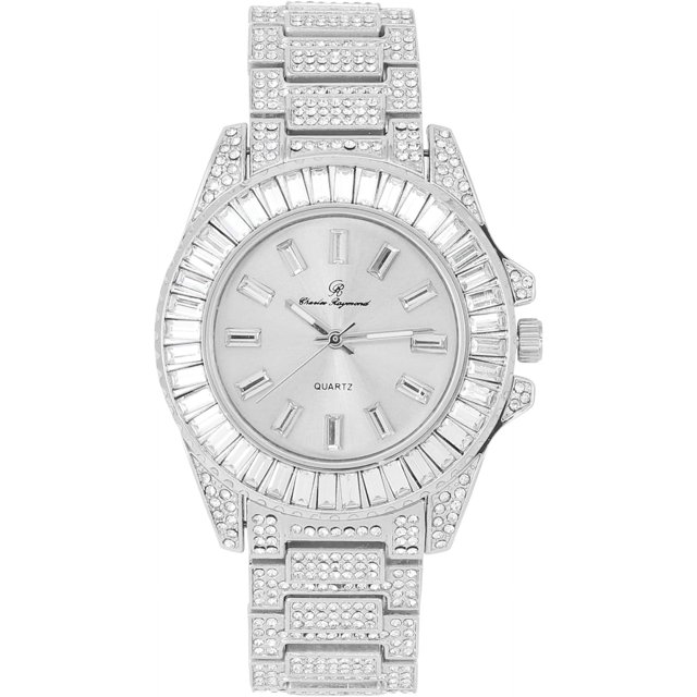 Women'S Baguette Cut Iced Out Diamond Watch Drop It Down With This