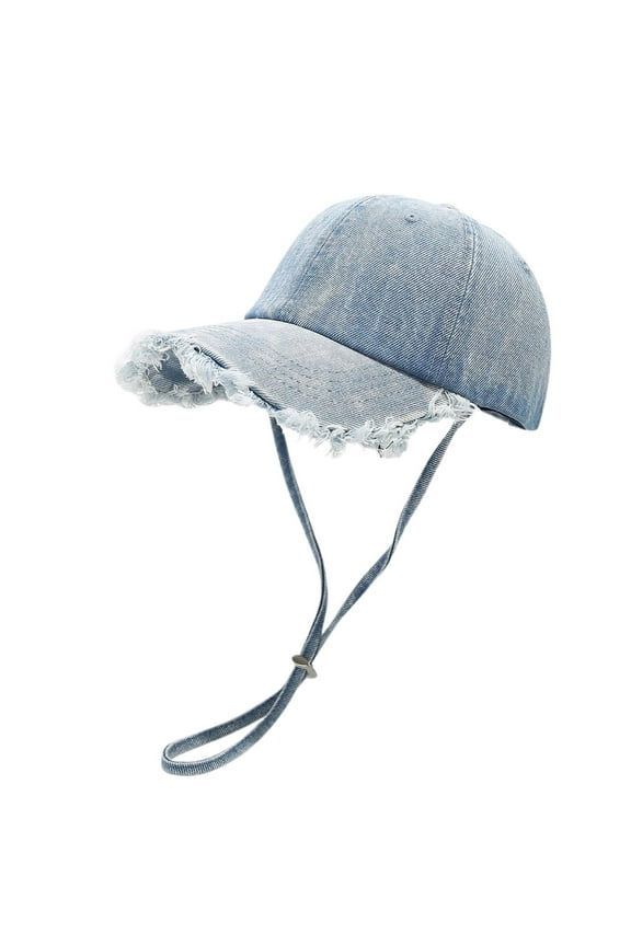 Women'S Baseball Caps Japanese Style Denim Baseball Cap with Adjustable Wind Strap for Spring and Summer Outdoor Fashion