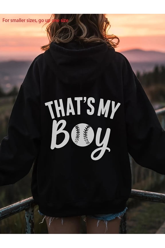 Women'S Baseball Mom Hoodie - Loose Fit Pullover Sweatshirt with 'That'S My 'ext, Machine Washable Hoodie for Baseball Moms, Game Day Outfits, Casual Winter Wear - Perfect s Mom Gift, Fan Apparel, s