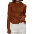 thumbnail image 1 of Women'S Basic Crewneck Sweater Long Sleeve Round Neck Pullover Caramel Color S, 1 of 8