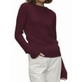 thumbnail image 1 of Women'S Basic Crewneck Sweater Long Sleeve Round Neck Pullover Dark Red L, 1 of 6
