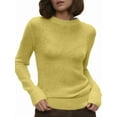 thumbnail image 1 of Women'S Basic Crewneck Sweater Long Sleeve Round Neck Pullover Yellow S, 1 of 6