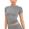 thumbnail image 1 of Women'S Basic Summer Short Sleeve Crewneck T-Shirts Y2K Cute Going Out Tops Baby Tee Light Gray L, 1 of 9