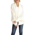 thumbnail image 1 of Women'S - Batwing Cable Knitted Slouchy Oversized Wrap Cardigan Sweater Cream White One Size, 1 of 9