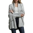 thumbnail image 1 of Women'S - Batwing Cable Knitted Slouchy Oversized Wrap Cardigan Sweater Grey One Size, 1 of 6