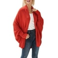 thumbnail image 1 of Women'S - Batwing Cable Knitted Slouchy Oversized Wrap Cardigan Sweater Rust  Size, 1 of 8